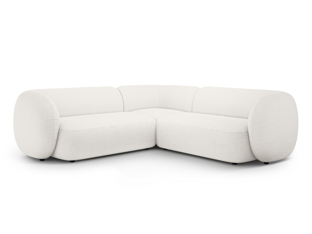 Coltar simetric 5 locuri, Kate, Micadoni Home, 252x252x76 cm, tesatura boucle, alb Colțare